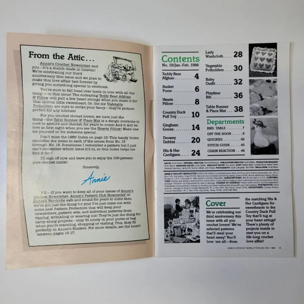 Annies Crochet Newsletter 1986 No 19 Baby Nursery‎ Doll Dress Crafting Blanket